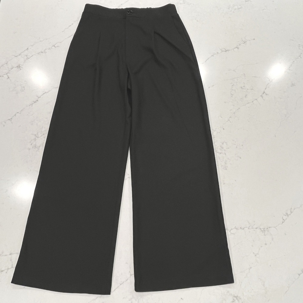 Fifteen Twenty High Rise Wide Leg Pleat Pants Womens M Black USA Stretch Pockets